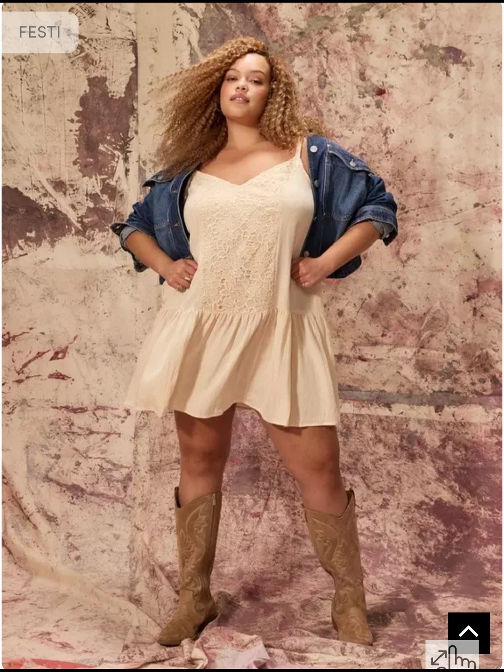 torrid Cream Lace-Front Flounced Mini Dress